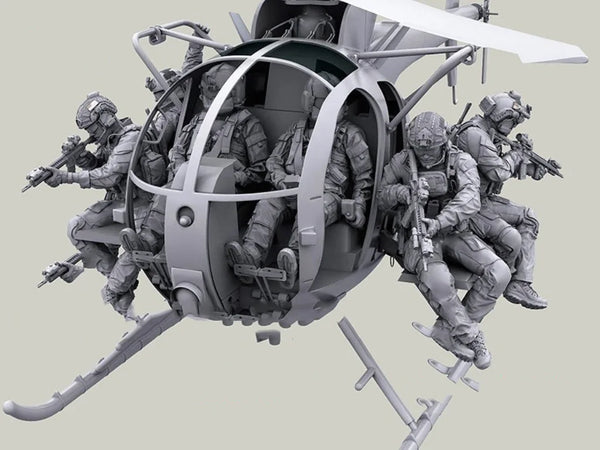 1/35 Tactical Squad with Transport, 7 Figures, Resin Model Figure Kit, Sci-Fi Theme, Unassembled and Unpainted