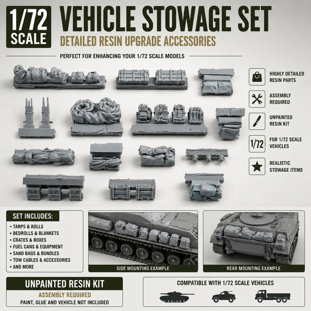 1/72 WWII Vehicle Debris, Resin Model Vehicle Kit, Unassembled and Unpainted