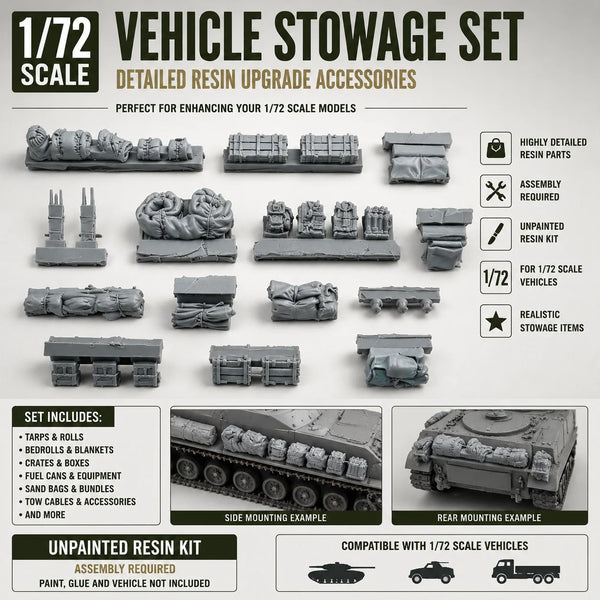1/72 WWII Vehicle Debris, Resin Model Vehicle Kit, Unassembled and Unpainted
