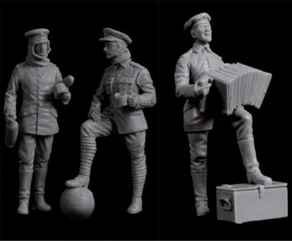 1/35 WWI Christmas Truce British & German, 3 Figures, Resin Model Figure Kit, Unassembled and Unpainted