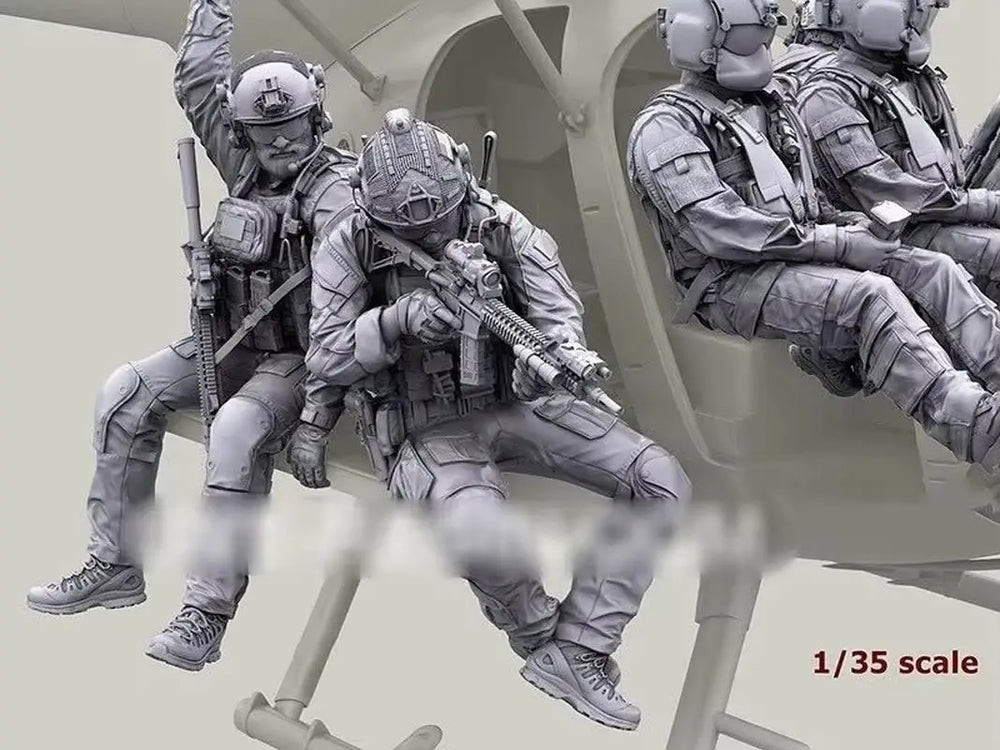 1/35 Modern Soldiers Helicopter Insertion, 9 Figures, Resin Model Figure Kit, Unassembled and Unpainted