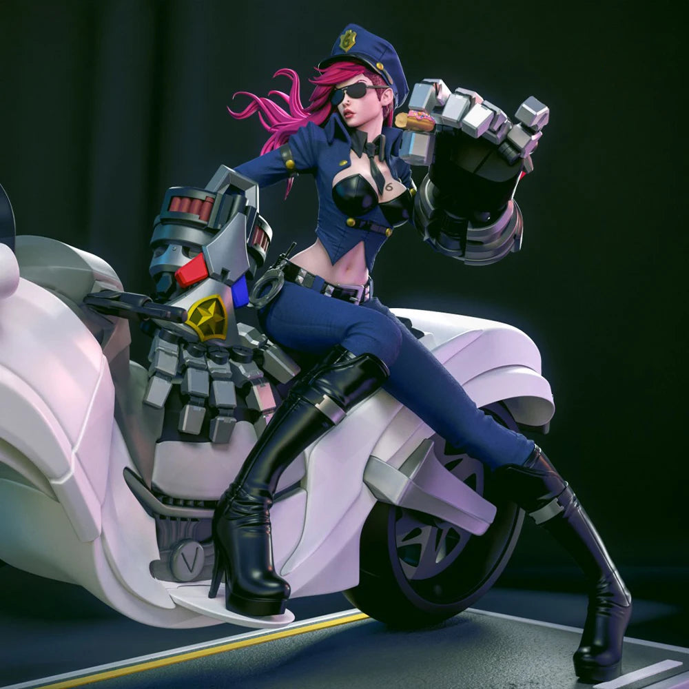 1/24 Tactical Officer on Motorcycle, Resin Model Figure Kit, Anime Theme, Unassembled and Unpainted