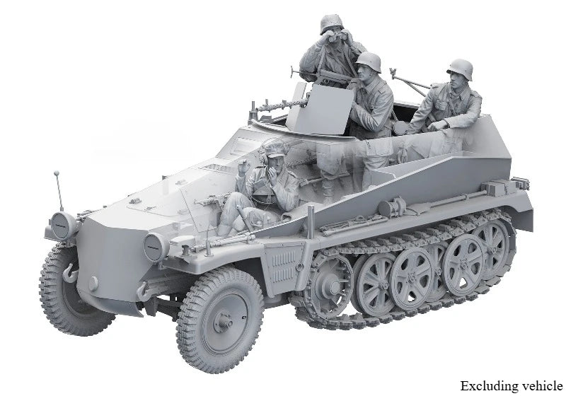 1/16 WWII German Half-Track Crew, 4 Figures, Resin Model Figure Kit, Unassembled and Unpainted