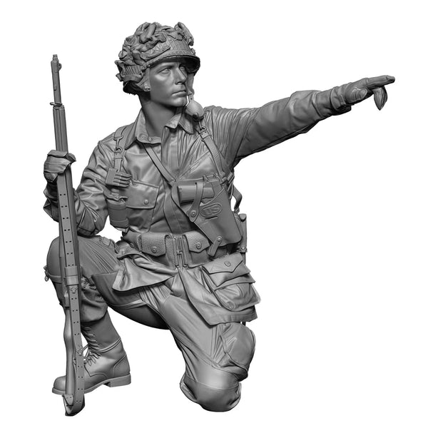 1/35 WWII US Paratrooper Directing Troops, Resin Model Figure Kit, Unassembled and Unpainted