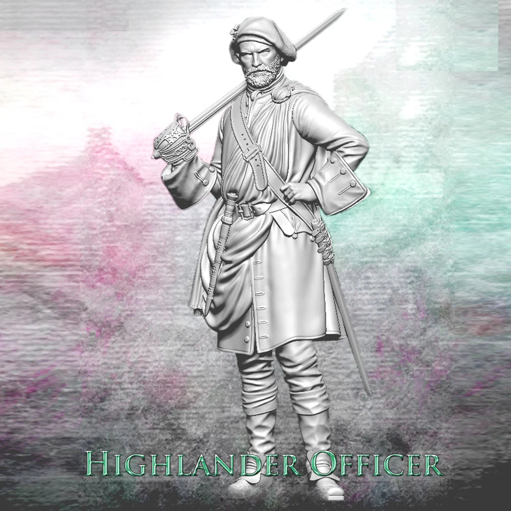 1/24 Medieval Highland Officer, Resin Model Figure Kit, Unassembled and Unpainted