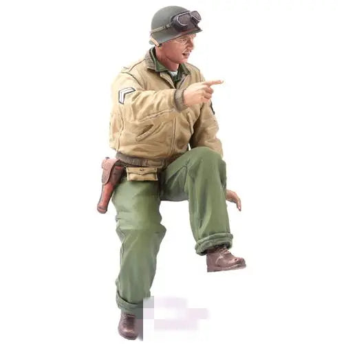 1/16 WWII US Tactical Soldier in Helmet, Resin Model Figure Kit, Unassembled and Unpainted