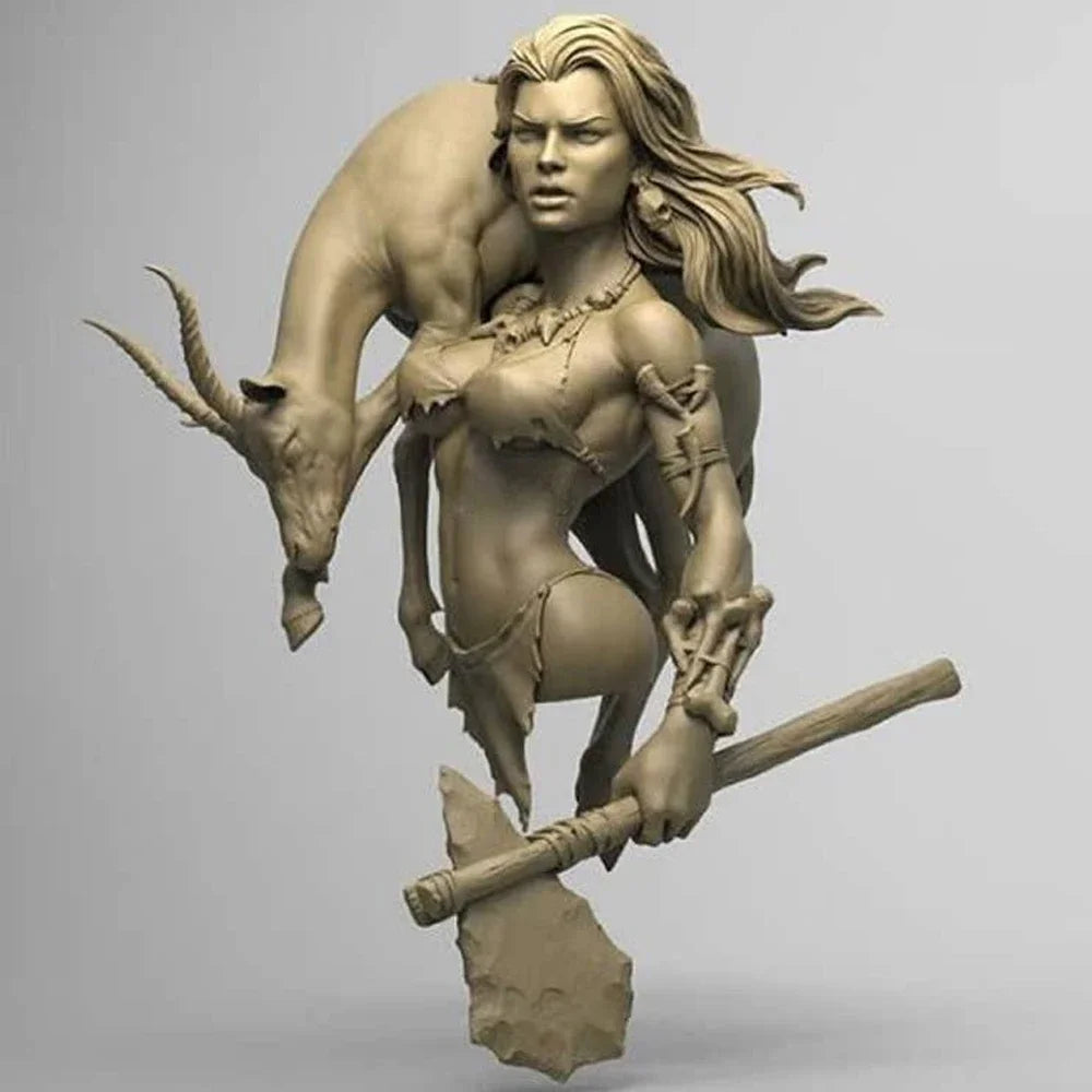 1/10 Primal Female Humanoid, Resin Model Bust Kit, Fantasy Theme, Unassembled and Unpainted