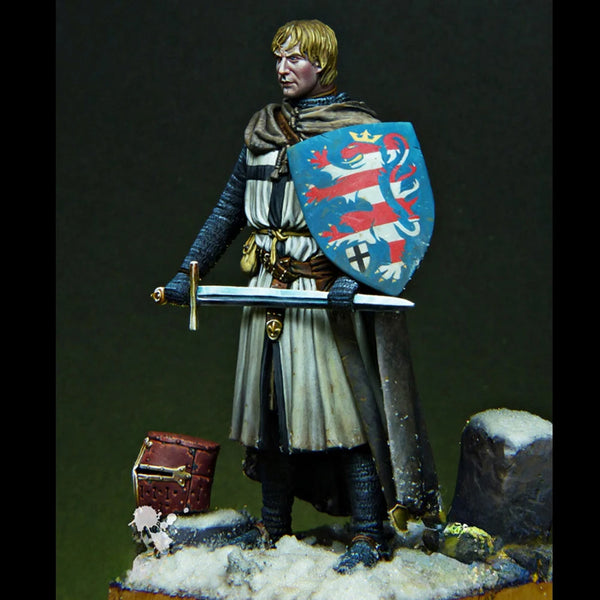 1/24 Medieval Knight with Heraldic Lion Shield, Resin Model Figure Kit, Unassembled and Unpainted