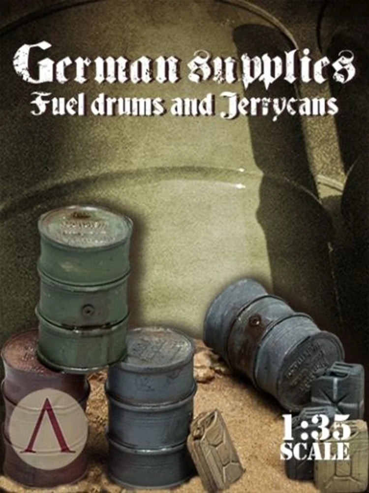 1/35 WWII German Fuel & Jerrycans, Resin Model Accessory Kit, Unpainted