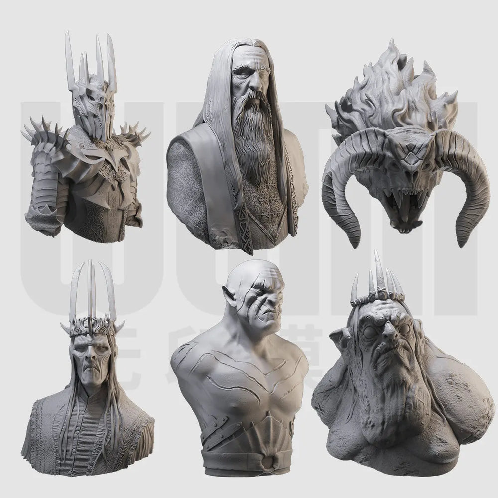 1/10 Soren Angma Fantasy Warrior Busts, 9 Figures, Resin Model Bust Kit, Fantasy Theme, Unassembled and Unpainted