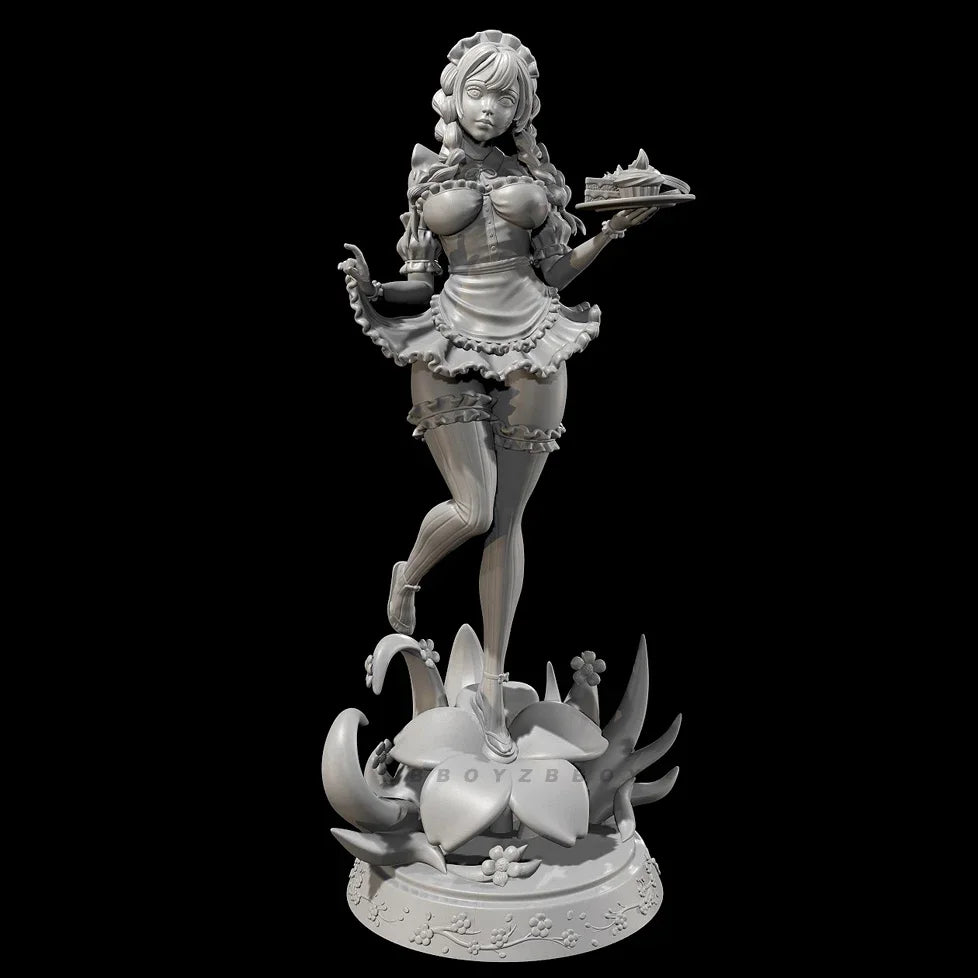 50mm Fantasy Female Maid, Resin Model Figure Kit, Fantasy Theme, Unassembled and Unpainted