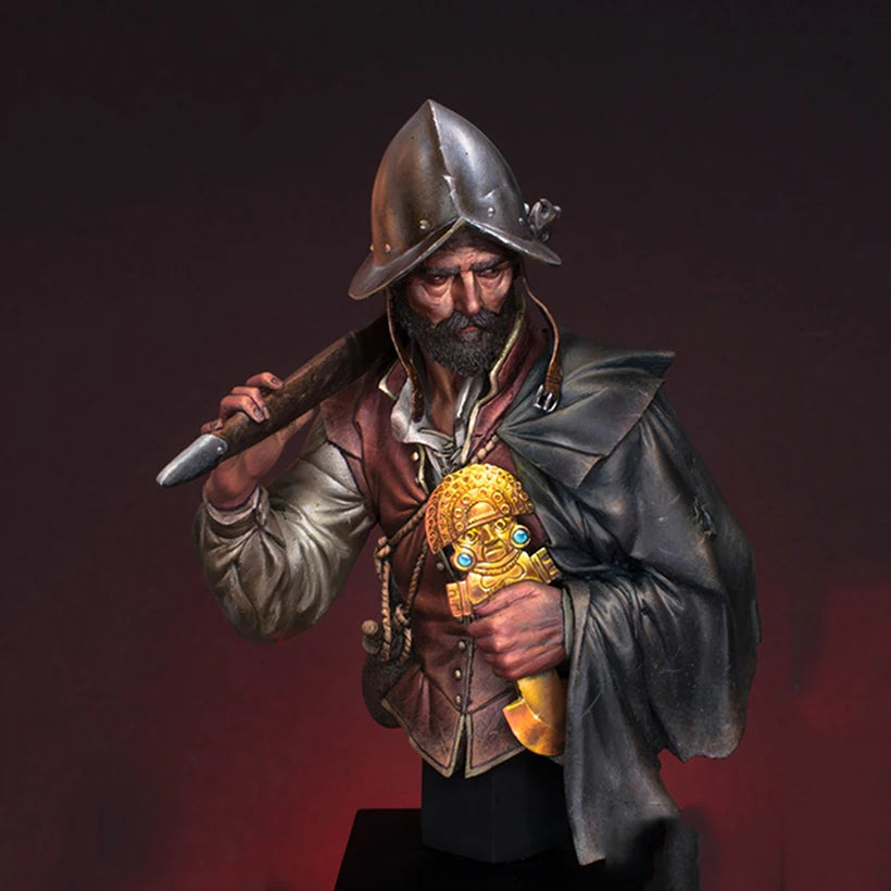 1/10 Spanish Conquistador Officer, Resin Model Bust Kit, Military Theme, Unassembled and Unpainted
