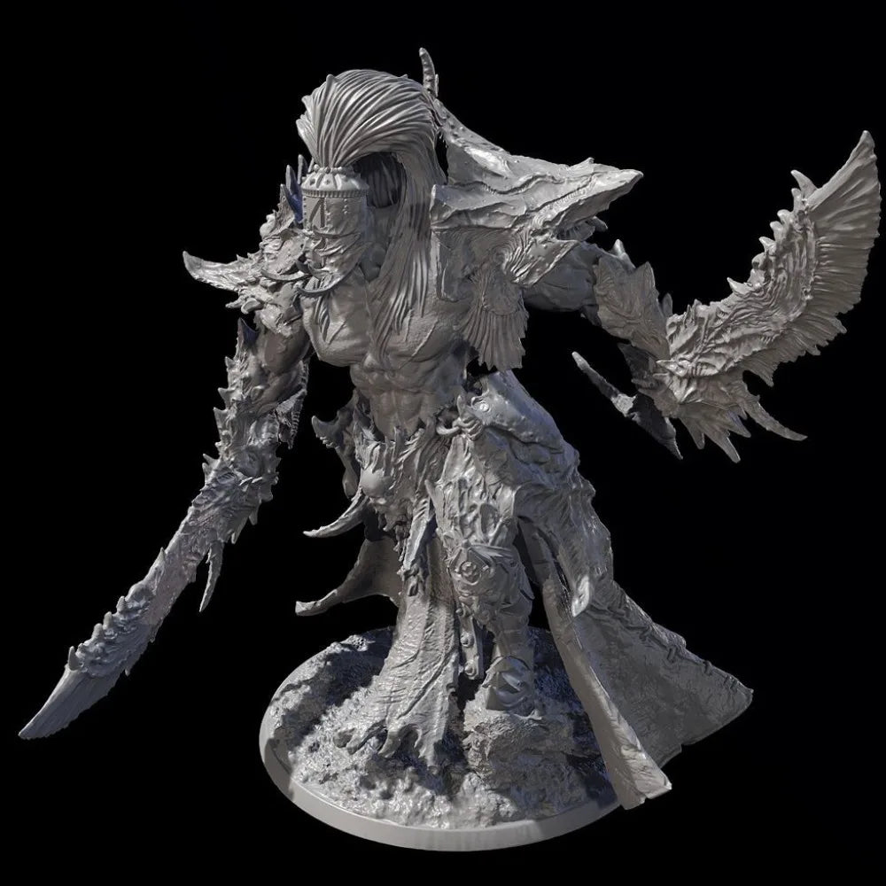 75mm Double-Bladed Emperor Martial Artist, Resin Model Figure Kit, Fantasy Theme, Unassembled and Unpainted