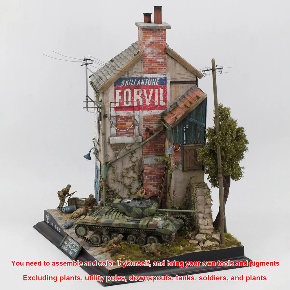 1/35 WWII German Warehouse Supply Depot, 2 Figures, Resin Model Diorama Kit, Unassembled and Unpainted