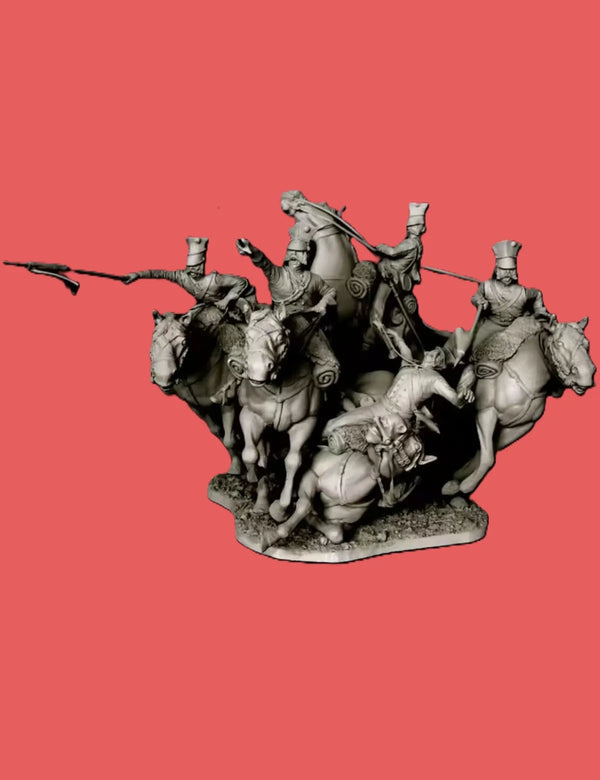1/24 Napoleonic Cavalry, 4 Figures, Resin Model Figure Kit, Unassembled and Unpainted