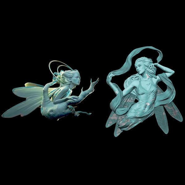 1/10 Winged Elf Goddesses, 4 Figures, Resin Model Bust Kit, Fantasy Theme, Unassembled and Unpainted