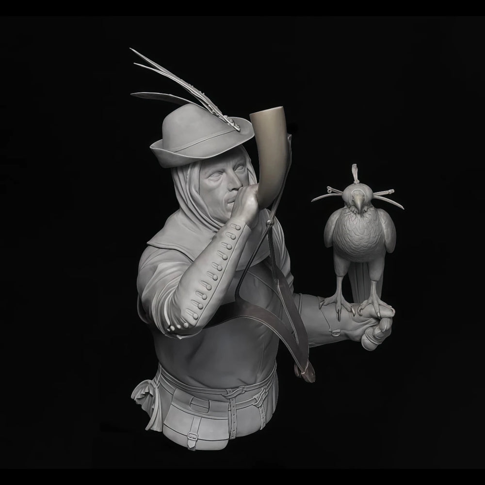 1/10 Medieval Falconer, Resin Model Bust Kit, Unassembled and Unpainted
