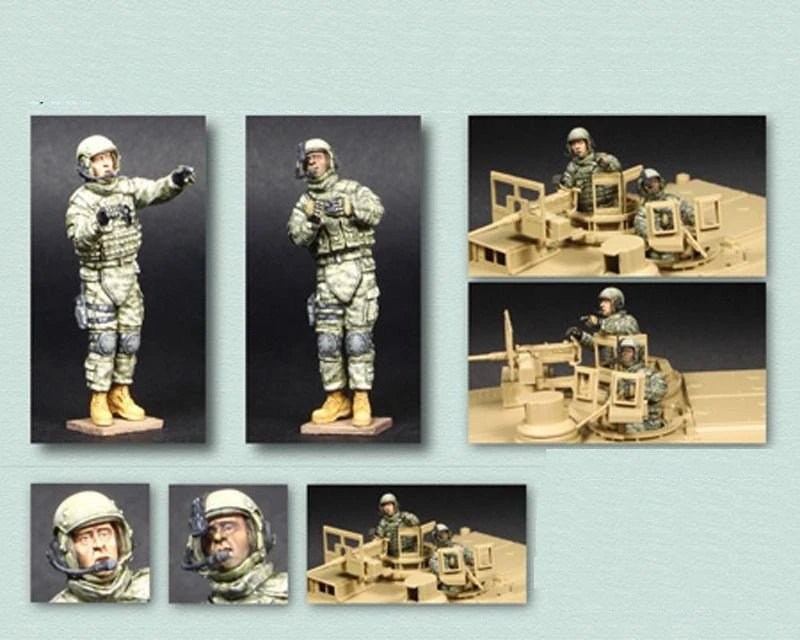 1/35 Modern Infantry in Desert Camouflage with Raised Arms, 6 Figures, Resin Model Figure Kit, Unassembled and Unpainted