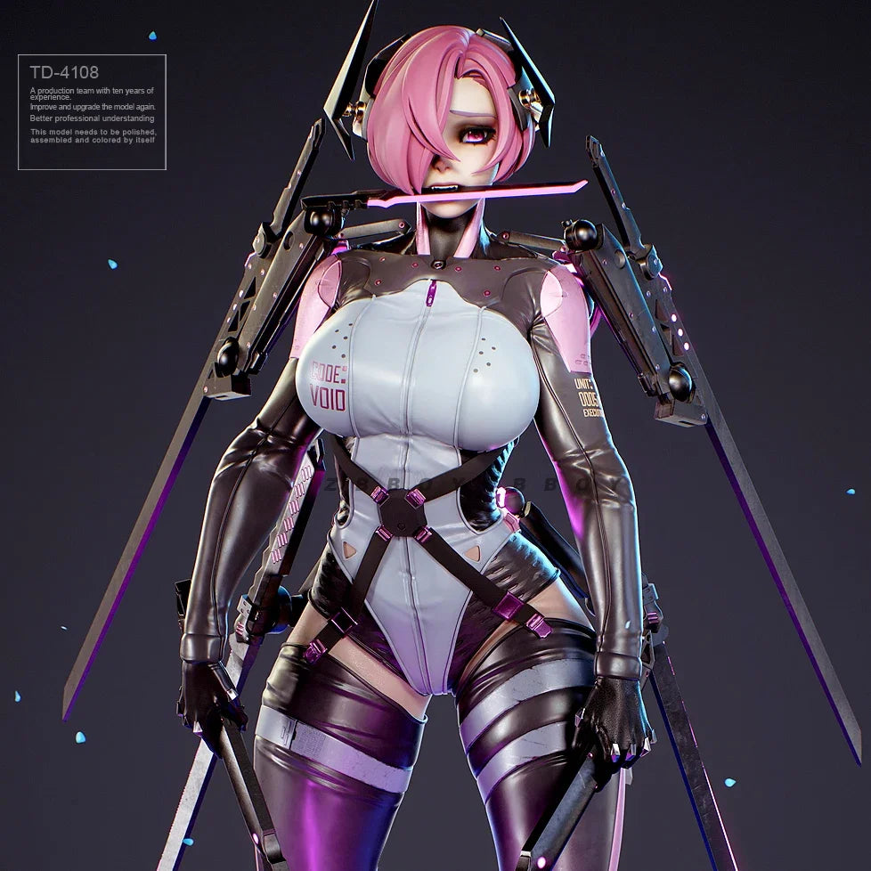 80mm Sci-Fi Female Warrior, Resin Model Figure Kit, Anime Theme, Unassembled and Unpainted