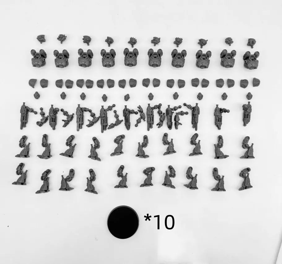 28mm Scavenger Mechanods, 12 Figures, Resin Model Figure Kit, Sci-Fi Theme, Unassembled and Unpainted