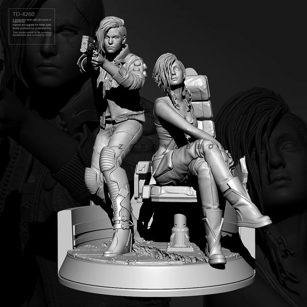 50mm Modern Female Soldiers, 2 Figures, Resin Model Figure Kit, Unassembled and Unpainted