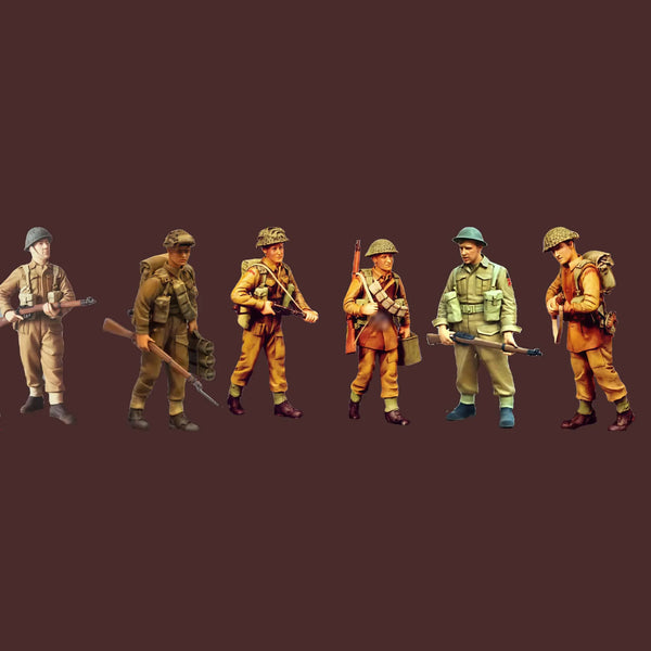 1/35 WWII German Infantry Squad Mixed Poses, 6 Figures, Resin Model Figure Kit, Unassembled and Unpainted