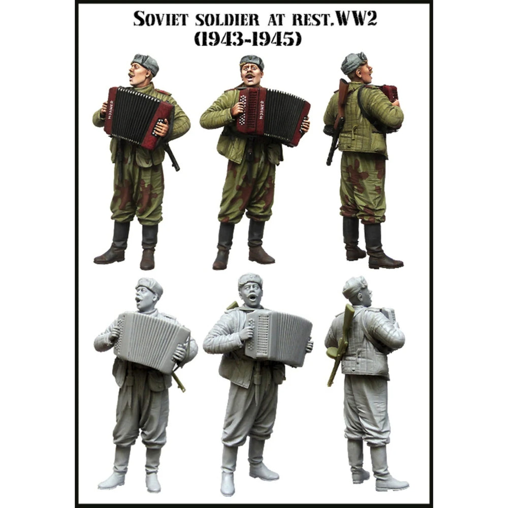 1/35 WWII Soviet Red Army Soldiers with Accordion, 6 Figures, Resin Model Figure Kit, Unassembled and Unpainted