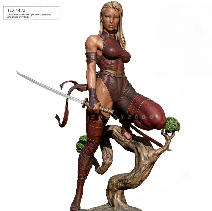 50mm Female Warrior with Dragon Companion, Resin Model Figure Kit, Fantasy Theme, Unassembled and Unpainted