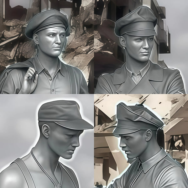 1/35 WWII German Soldiers in Communication Poses, 4 Figures, Resin Model Figure Kit, Unassembled and Unpainted
