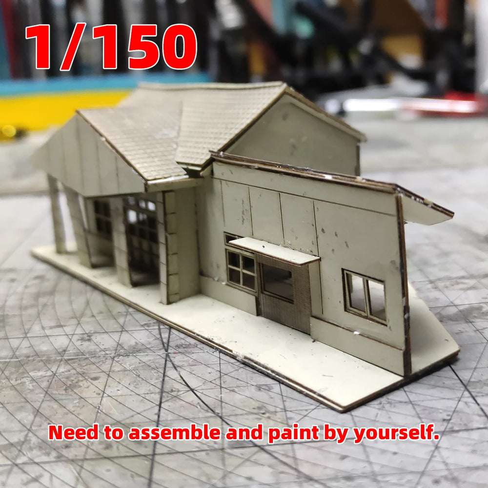 1/150 O Railway Station, Resin Model Diorama Kit, Historical Theme, Unassembled and Unpainted