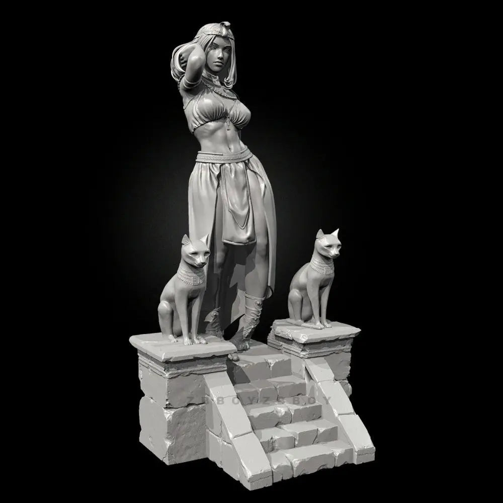 75mm Ancient Egypt Cleopatra Queen with Attendants, Resin Model Figure Kit, Unassembled and Unpainted