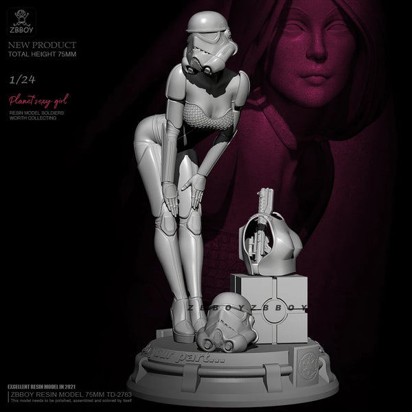 1/24 Female Cyborg Pilot in Tactical Combat Suit, Resin Model Figure Kit, Unassembled and Unpainted