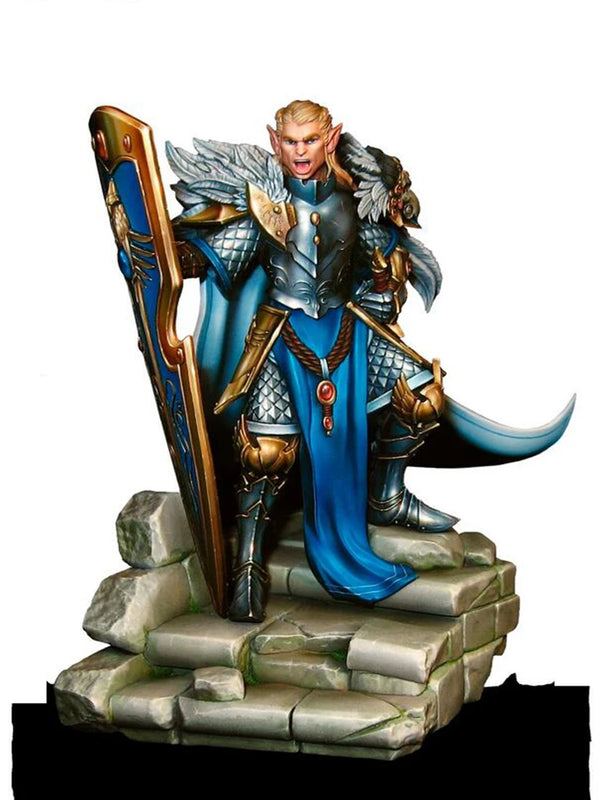 1/24 Medieval Female Knight Kneeling with Battle Banner, Resin Model Figure Kit, Unassembled and Unpainted