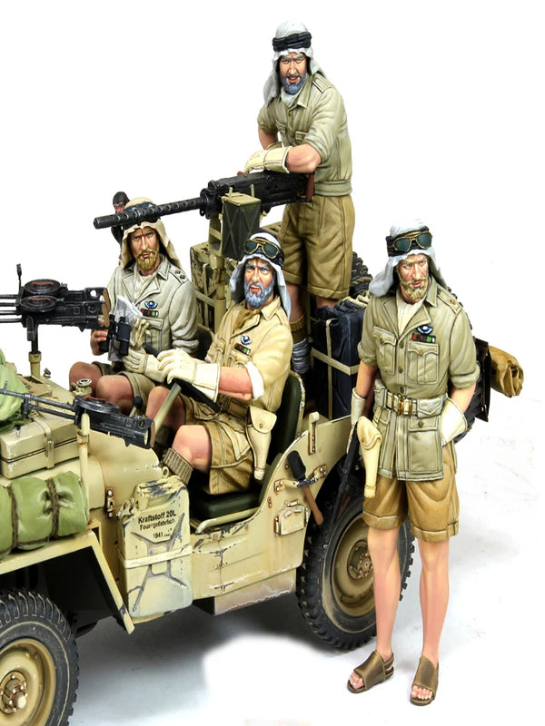 1/16 WWII British North Africa Crew, 5 Figures, Resin Model Figure Kit, Unassembled and Unpainted