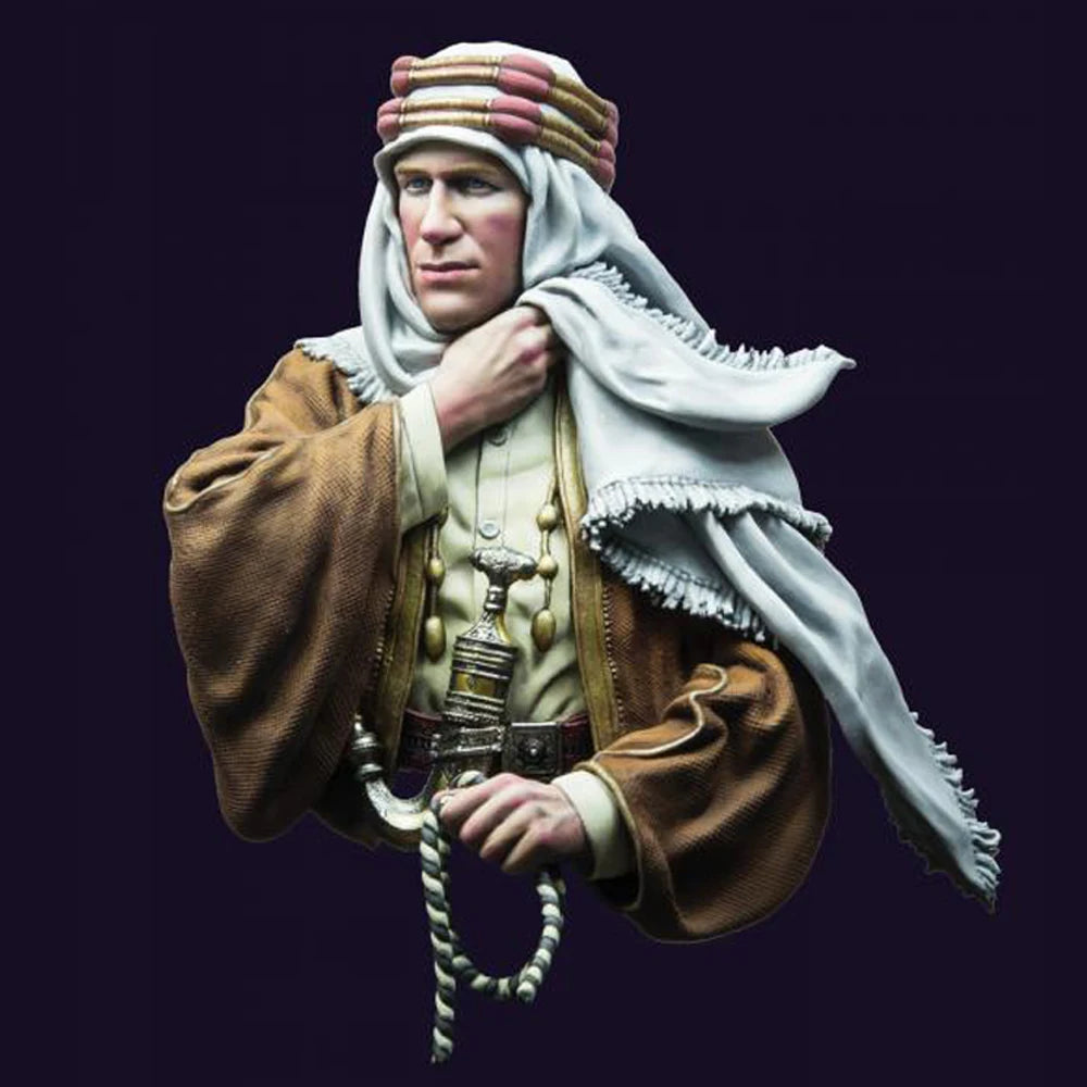 1/10 WWI Arab Officer in White Keffiyeh with Prayer Beads, Resin Model Bust Kit, Unassembled and Unpainted