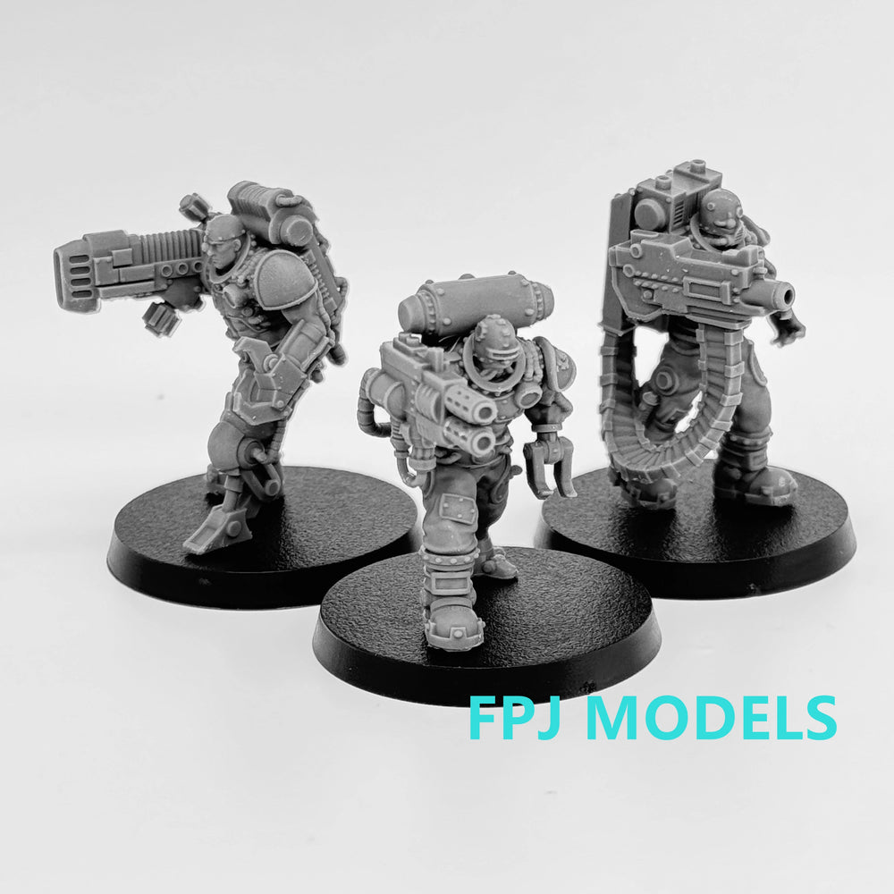 Cyborg Soldiers, 9 Figures, Resin Model Figure Kit, Sci-Fi Theme, Unassembled and Unpainted