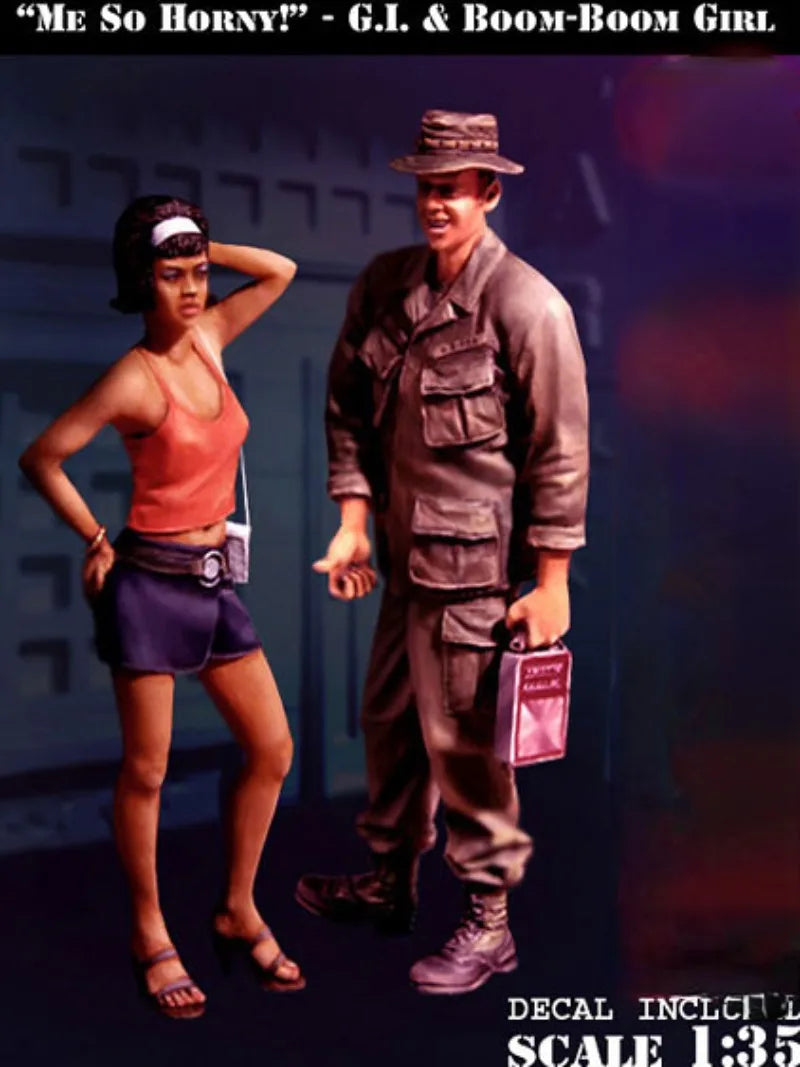 1/35 Vietnam War US Soldiers and Female, 2 Figures, Resin Model Figure Kit, Unassembled and Unpainted