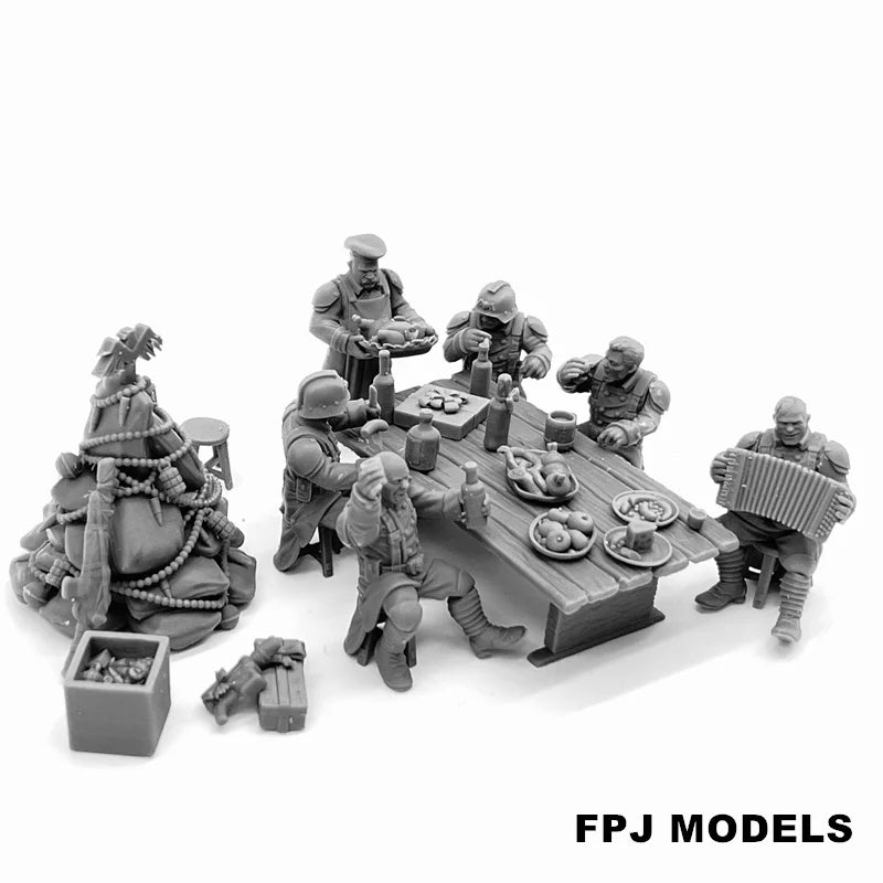 28mm Grim Guard Holiday Feast, 24 Figures, Resin Model Figure Kit, Fantasy Theme, Unassembled and Unpainted
