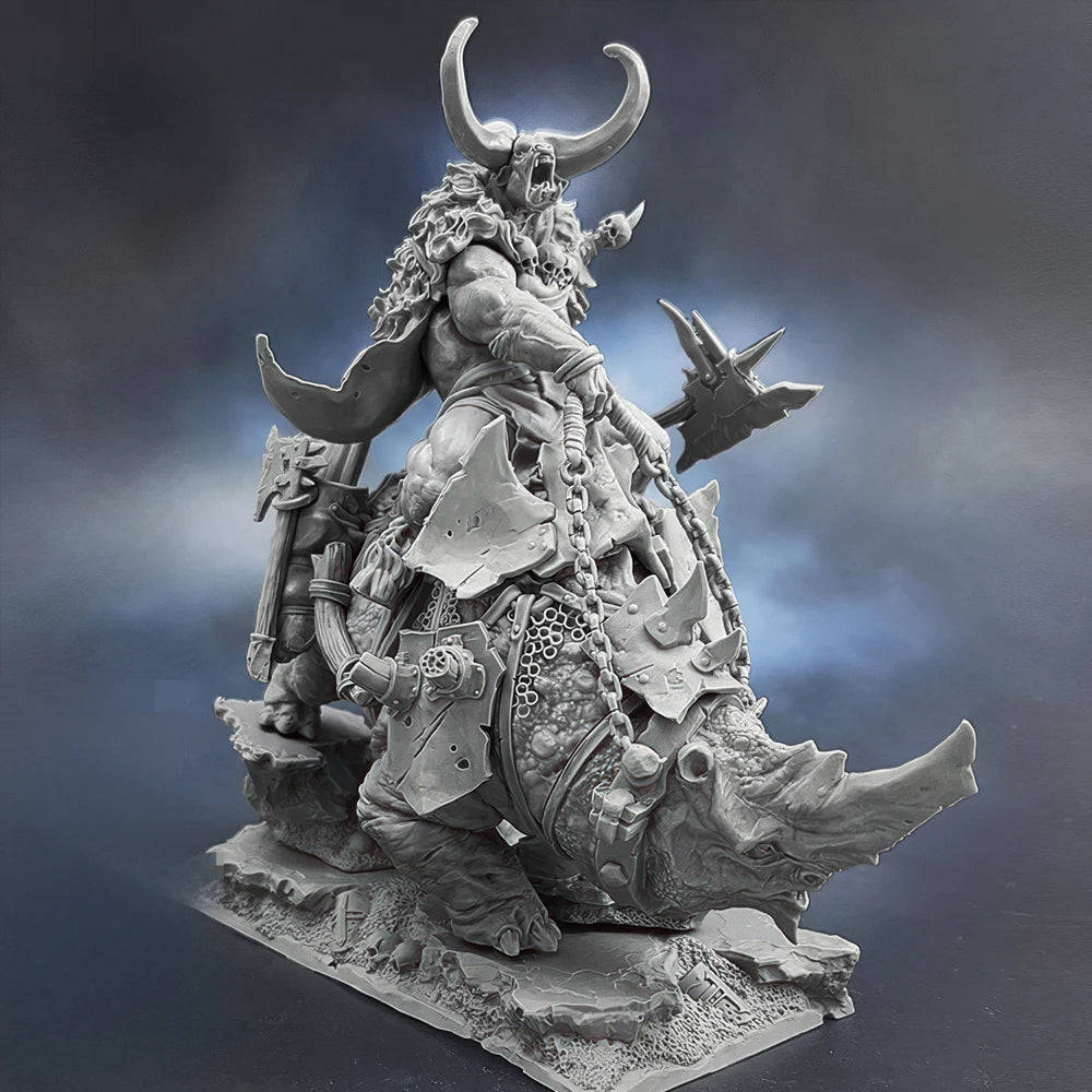Minotaur Warrior on Beast, 2 Figures, Resin Model Figure Kit, Fantasy Theme, Unassembled and Unpainted