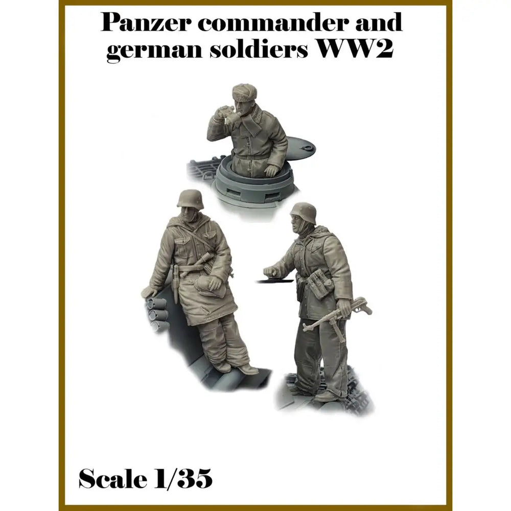 1/35 WWII German Panzer Crew on Tank, 5 Figures, Resin Model Figure Kit, Unassembled and Unpainted