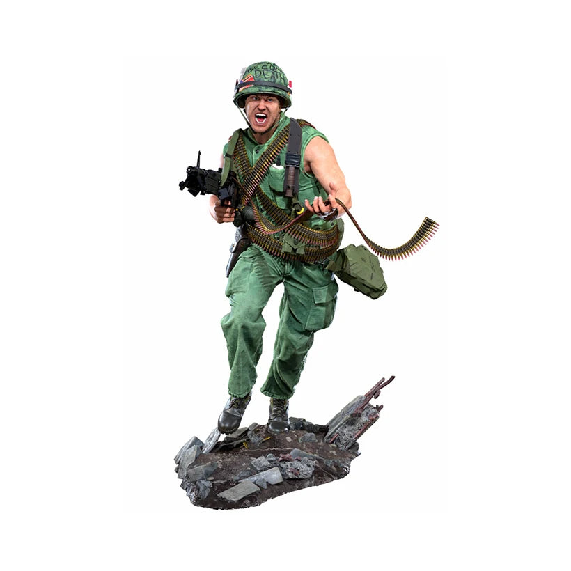 1/16 WWII US Infantryman Advancing with Ammo Belt, Resin Model Figure Kit, Unassembled and Unpainted