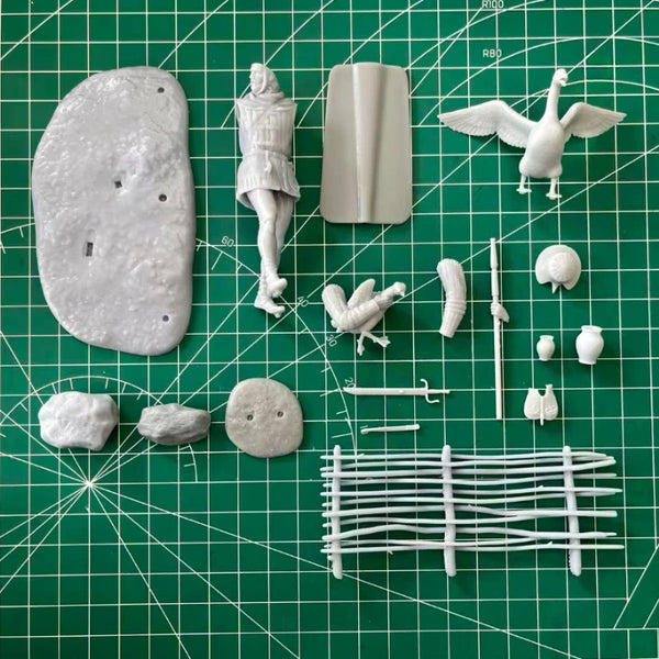 1/24 Ancient Roman Infantryman with Geese, Resin Model Diorama Kit, Unassembled and Unpainted