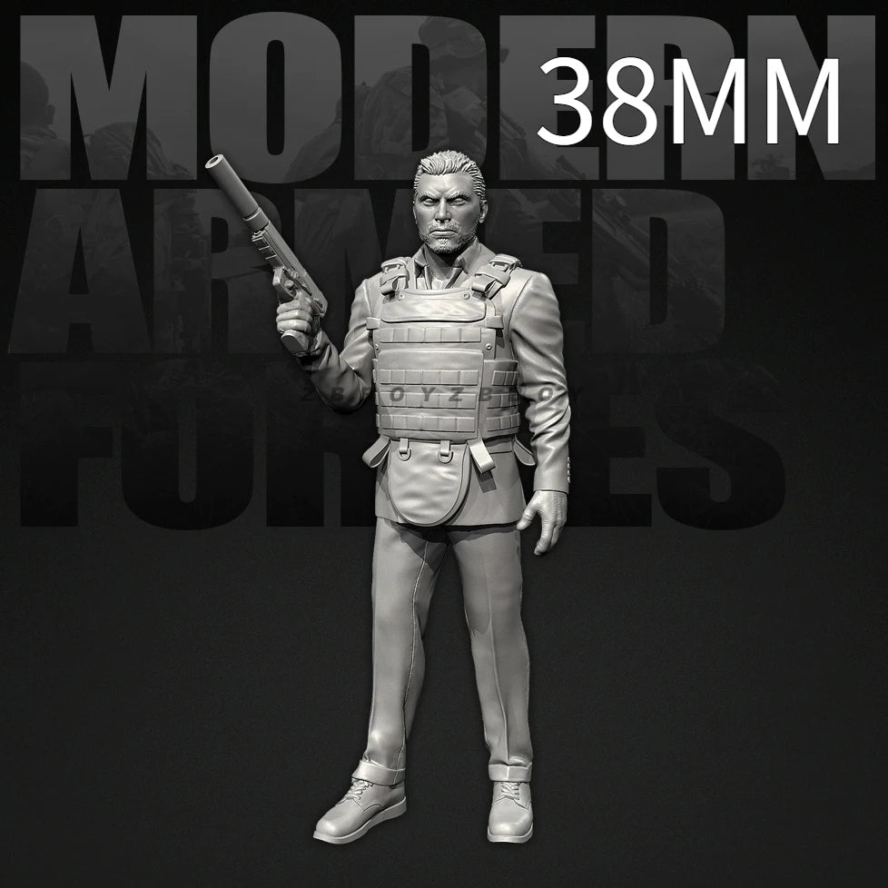 50mm Modern Soldier with Rifle and Plate Carrier, Resin Model Figure Kit, Unassembled and Unpainted