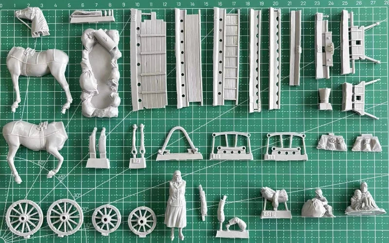 1/35 WWI Russian Refugees with Cart, 5 Figures, Resin Model Figure Kit, Unassembled and Unpainted
