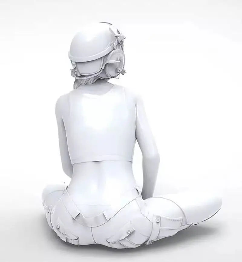 1/24 Sitting Girl Character, Resin Model Figure Kit, Anime Theme, Unassembled and Unpainted