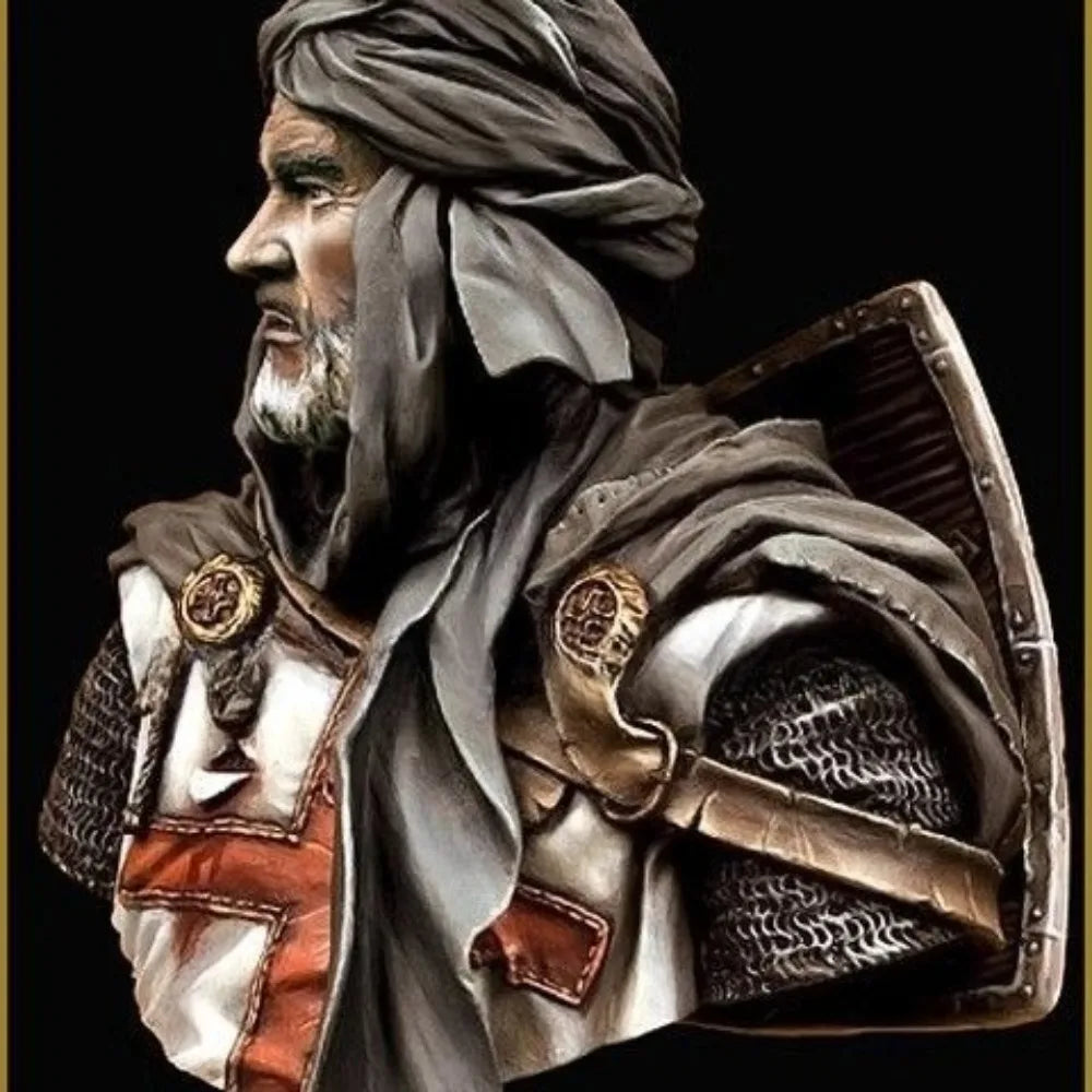1/10 Medieval Crusader Knight with Turban, Resin Model Bust Kit, Unassembled and Unpainted