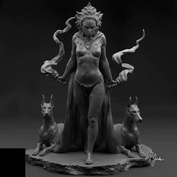 1/24 Dark Fantasy Sorceress with Familiars, Resin Model Figure Kit, Fantasy Theme, Unassembled and Unpainted