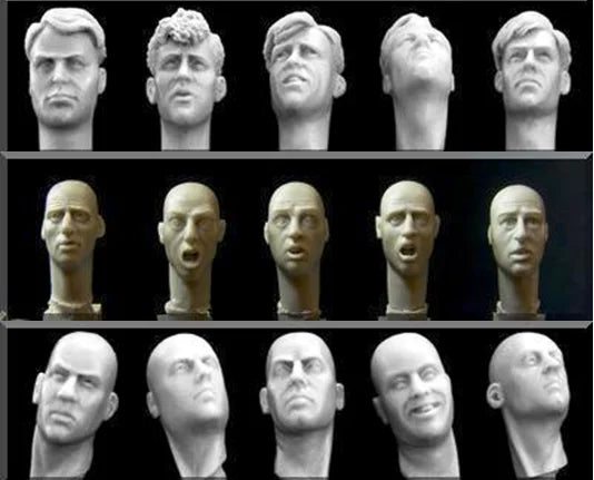 1/35 Soldier with Heads, 15 Figures, Resin Model Figure Kit, Military Theme, Unassembled and Unpainted