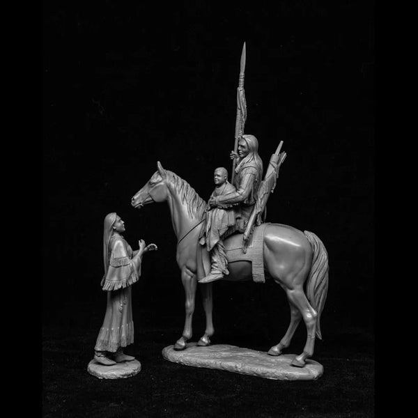 1/32 Napoleonic Cavalry Officer with Attendant, 3 Figures, Resin Model Figure Kit, Unassembled and Unpainted