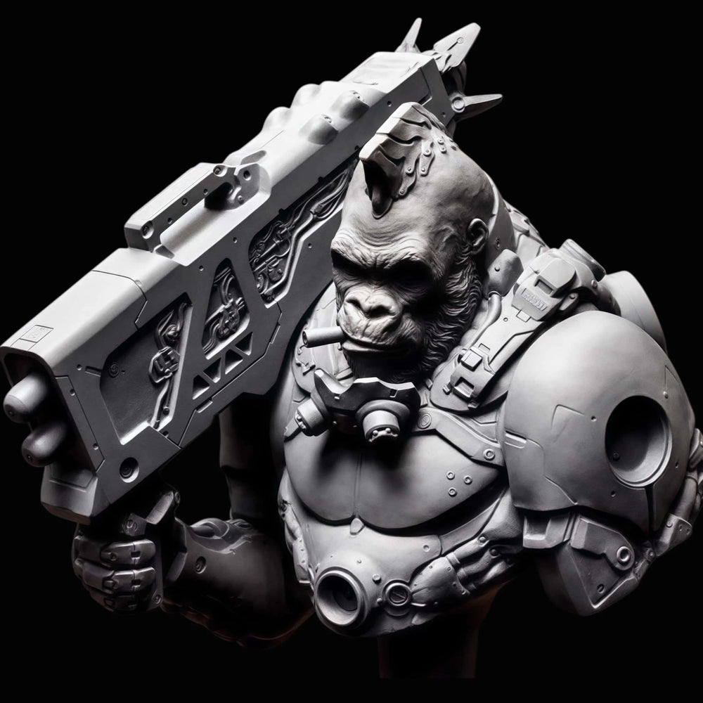 1/10 Gorilla Warrior, Resin Model Bust Kit, Sci-Fi Theme, Unassembled and Unpainted